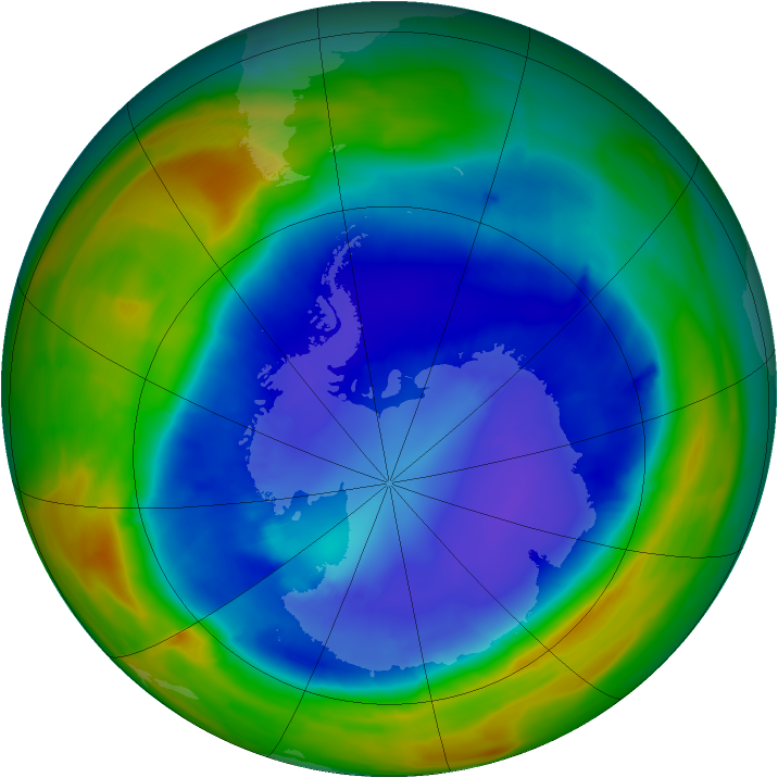 Antarctic ozone map for 08 September 2014